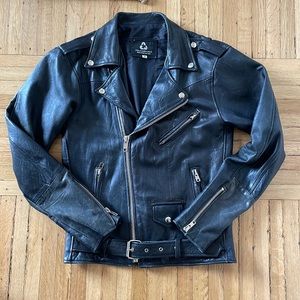 Pelechecoco recycled leather biker jacket